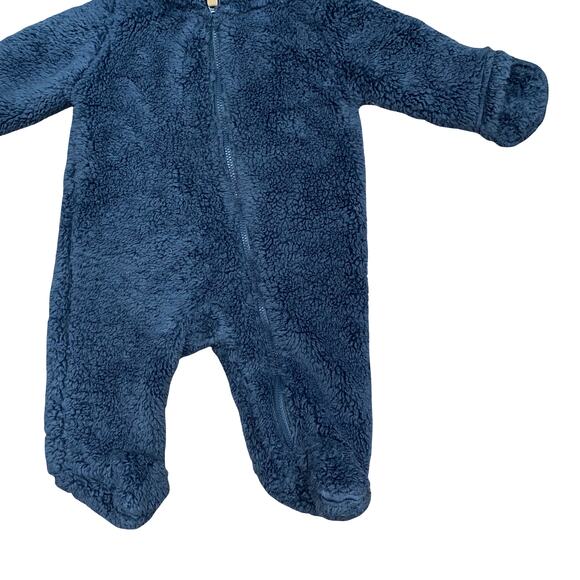 Carter's Navy Blue Teddy Bear Hooded Winter Bodysuit 0-3M - Picture 5 of 7